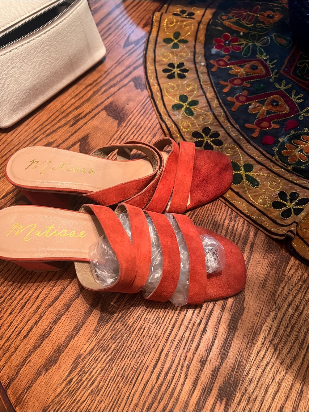 Matisse Orange Suede Strappy Slide Sandals